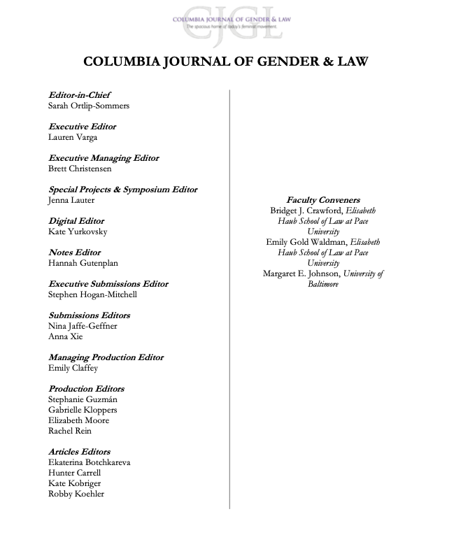 Columbia Journal of Gender and Law